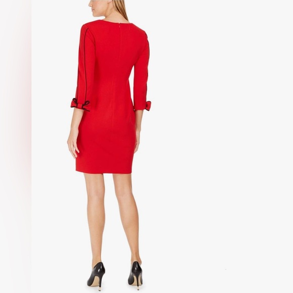 Calvin Klein Solid V Neck Sheath with Contrast Piping Dress - Picture 2 of 8